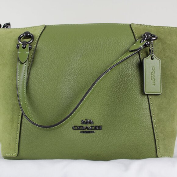 Coach Kacey Satchel Black Antique Nickel/Olive Green CC838 - Picture 1 of 12